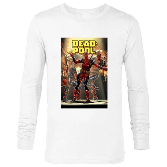 Marvel Deadpool Dashingly Dancing Deadpool Comic Cover Art - Long Sleeve T-Shirt for Men - Customized-White