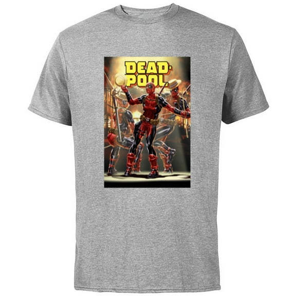 Marvel Deadpool Dashingly Dancing Deadpool Comic Cover Art - Short Sleeve Cotton T-Shirt for Adults - Customized-Athletic Heather