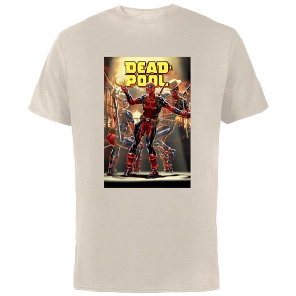 Marvel Deadpool Dashingly Dancing Deadpool Comic Cover Art - Short Sleeve Cotton T-Shirt for Adults - Customized-Natural