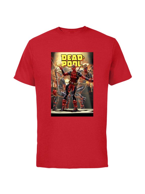 Deadpool Dashingly Dancing Deadpool Comic Cover Art - Short Sleeve Cotton T-Shirt for Adults - Customized-Red