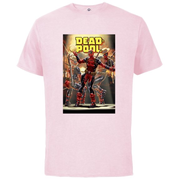 Marvel Deadpool Dashingly Dancing Deadpool Comic Cover Art - Short Sleeve Cotton T-Shirt for Adults - Customized-Soft Pink