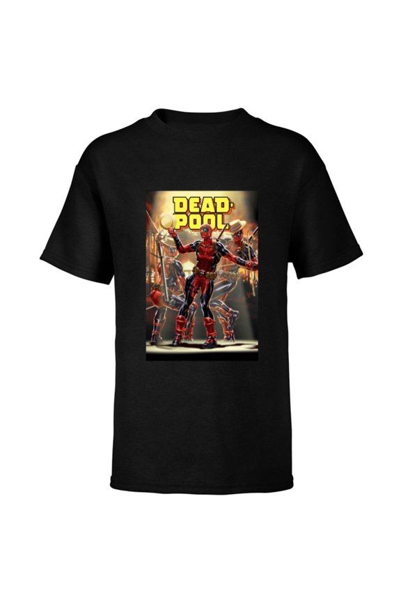 Deadpool Dashingly Dancing Deadpool Comic Cover Art - Short Sleeve T-Shirt for Kids - Customized-Black