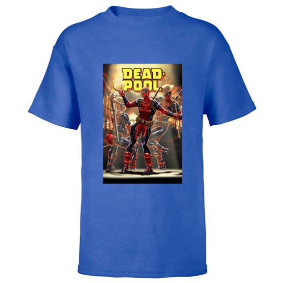 Marvel Deadpool Dashingly Dancing Deadpool Comic Cover Art - Short Sleeve T-Shirt for Kids - Customized-Royal