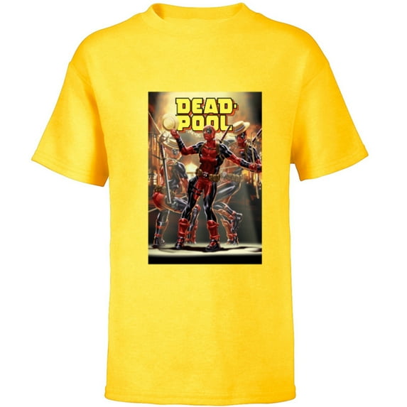 Marvel Deadpool Dashingly Dancing Deadpool Comic Cover Art - Short Sleeve T-Shirt for Kids - Customized-Yellow