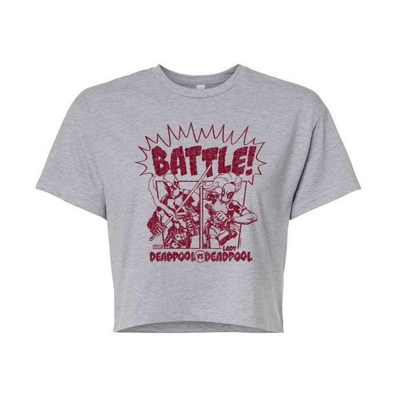 Marvel Deadpool - Deadpool Vs Lady Deadpool - Juniors Cropped Graphic T-Shirt