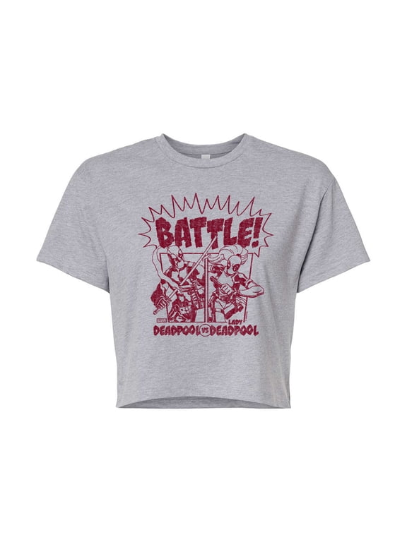 Deadpool - Deadpool Vs Lady Deadpool - Juniors Cropped Graphic T-Shirt