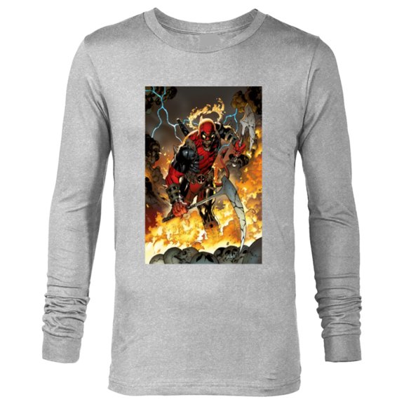 Marvel Deadpool Demonic Dark Marvel Variant Comic Cover - Long Sleeve T-Shirt for Men - Customized-Athletic Heather
