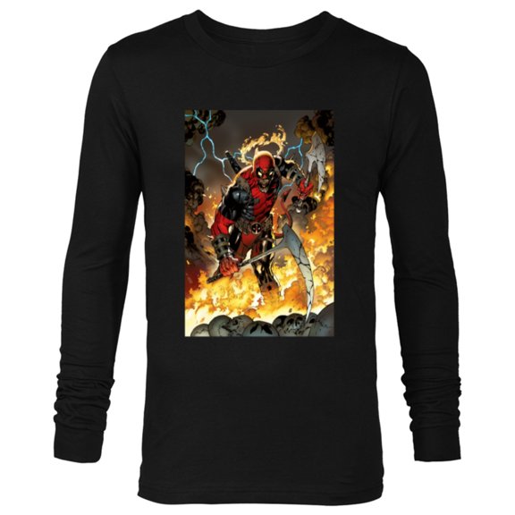 Marvel Deadpool Demonic Dark Marvel Variant Comic Cover - Long Sleeve T-Shirt for Men - Customized-Black