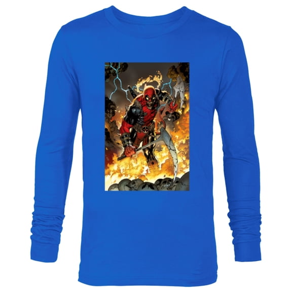 Marvel Deadpool Demonic Dark Marvel Variant Comic Cover - Long Sleeve T-Shirt for Men - Customized-Navy