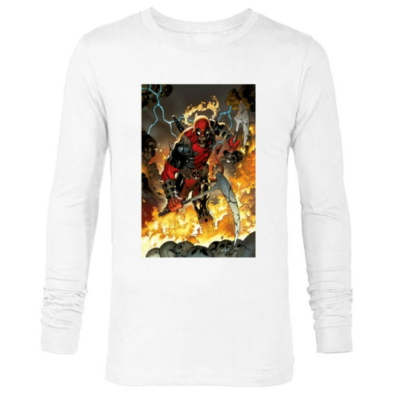 Marvel Deadpool Demonic Dark Marvel Variant Comic Cover - Long Sleeve T-Shirt for Men - Customized-White