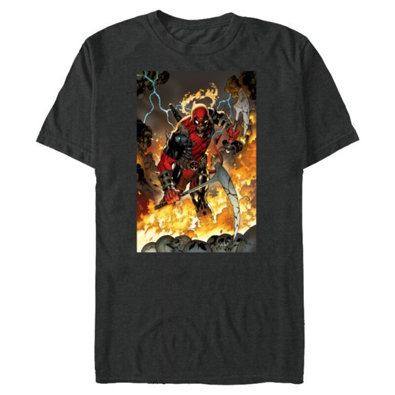 Marvel Deadpool Demonic Dark Marvel Variant Comic Cover - Short Sleeve Blended T-Shirt for Adults - Customized-Dark Heather