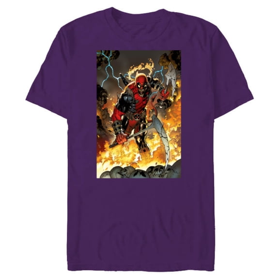 Marvel Deadpool Demonic Dark Marvel Variant Comic Cover - Short Sleeve Blended T-Shirt for Adults - Customized-Purple