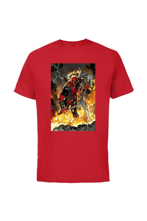 Deadpool Demonic Dark Marvel Variant Comic Cover - Short Sleeve Cotton T-Shirt for Adults - Customized-Red