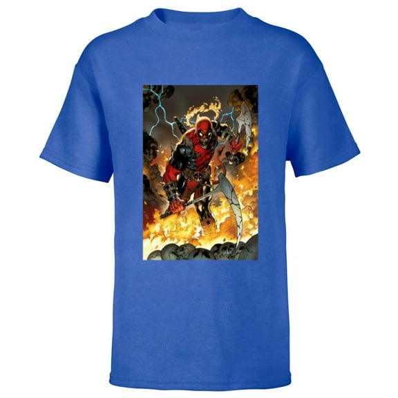 Marvel Deadpool Demonic Dark Marvel Variant Comic Cover - Short Sleeve T-Shirt for Kids - Customized-Royal