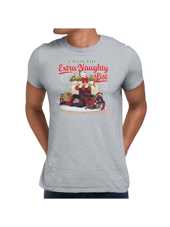 Deadpool Extra-Naughty Christmas Design Mens T-Shirt (Sport Grey, S-XXXL)