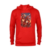 Marvel Deadpool Family Battle Charge Distressed Comic Art- Pullover Hoodie for Adults - Customized-Red