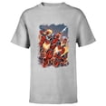 thumbnail image 1 of Marvel Deadpool Family Battle Charge Distressed Comic Art- Short Sleeve T-Shirt for Kids - Customized-Athletic Heather, 1 of 5