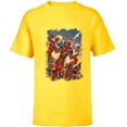 thumbnail image 1 of Marvel Deadpool Family Battle Charge Distressed Comic Art- Short Sleeve T-Shirt for Kids - Customized-Yellow, 1 of 5