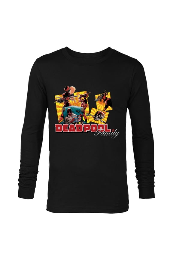 Deadpool Family Lady ‘Pool Kidpool Dogpool Headpool- Long Sleeve T-Shirt for Men - Customized-Black