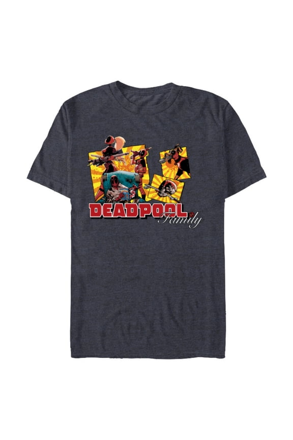 Deadpool Family Lady ‘Pool Kidpool Dogpool Headpool- Short Sleeve Blended T-Shirt for Adults - Customized-Navy Heather