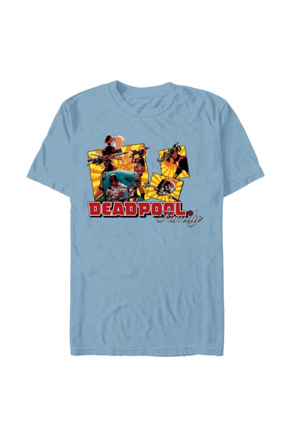 Deadpool Family Lady ‘Pool Kidpool Dogpool Headpool- Short Sleeve Blended T-Shirt for Adults - Customized-Ocean Blue