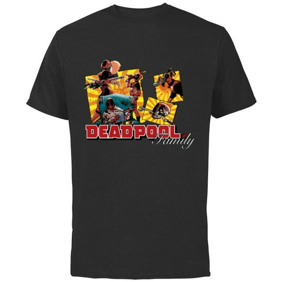 Marvel Deadpool Family Lady ‘Pool Kidpool Dogpool Headpool- Short Sleeve Cotton T-Shirt for Adults - Customized-Black