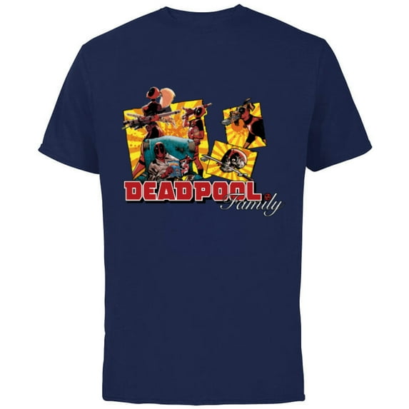 Marvel Deadpool Family Lady ‘Pool Kidpool Dogpool Headpool- Short Sleeve Cotton T-Shirt for Adults - Customized-Navy