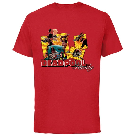 Marvel Deadpool Family Lady ‘Pool Kidpool Dogpool Headpool- Short Sleeve Cotton T-Shirt for Adults - Customized-Red