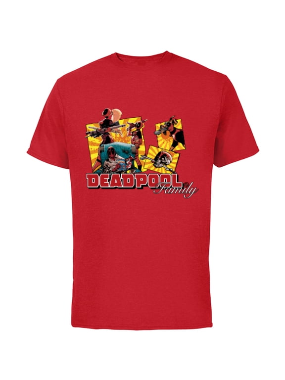 Deadpool Family Lady ‘Pool Kidpool Dogpool Headpool- Short Sleeve Cotton T-Shirt for Adults - Customized-Red