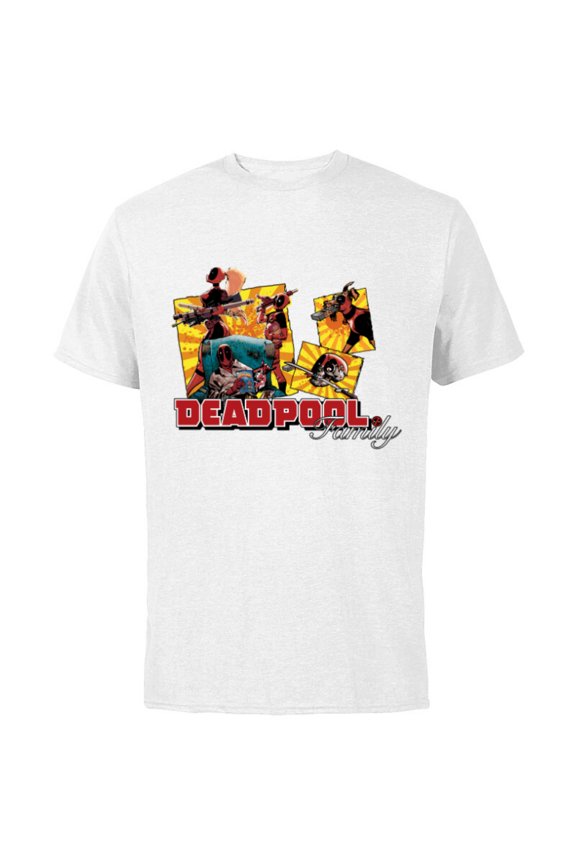 Deadpool Family Lady ‘Pool Kidpool Dogpool Headpool- Short Sleeve Cotton T-Shirt for Adults - Customized-White