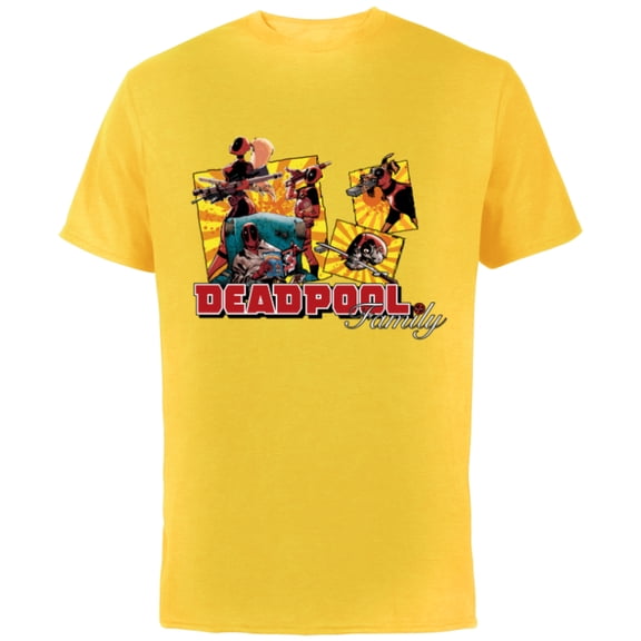 Marvel Deadpool Family Lady ‘Pool Kidpool Dogpool Headpool- Short Sleeve Cotton T-Shirt for Adults - Customized-Yellow