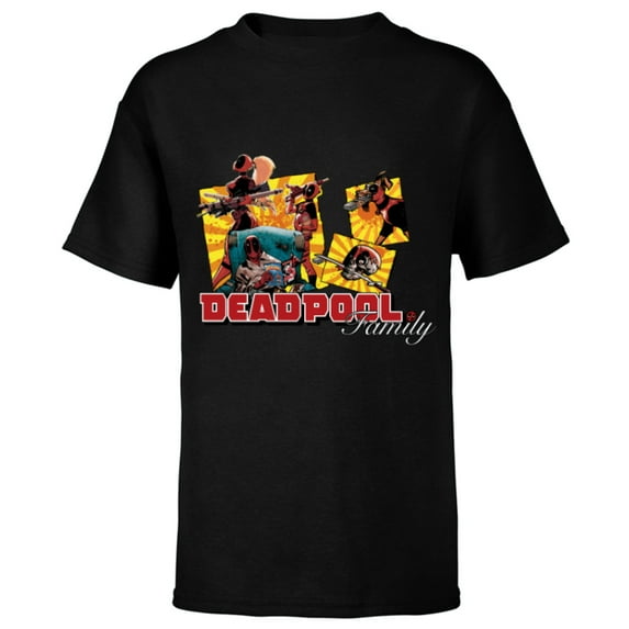 Marvel Deadpool Family Lady ‘Pool Kidpool Dogpool Headpool- Short Sleeve T-Shirt for Kids - Customized-Black