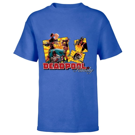 Marvel Deadpool Family Lady ‘Pool Kidpool Dogpool Headpool- Short Sleeve T-Shirt for Kids - Customized-Royal
