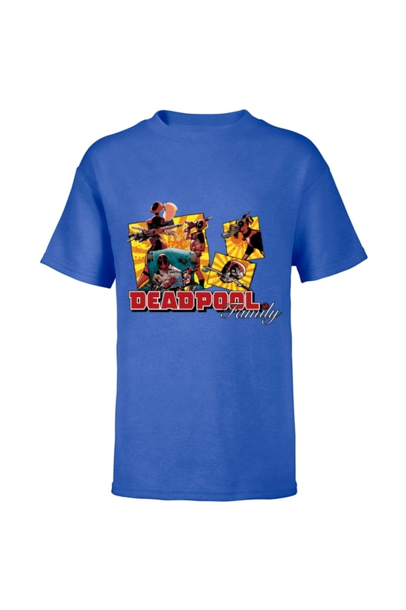 Deadpool Family Lady ‘Pool Kidpool Dogpool Headpool- Short Sleeve T-Shirt for Kids - Customized-Royal
