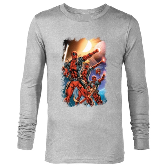 Marvel Deadpool Family Space Squad Distressed Comic Art- Long Sleeve T-Shirt for Men - Customized-Athletic Heather