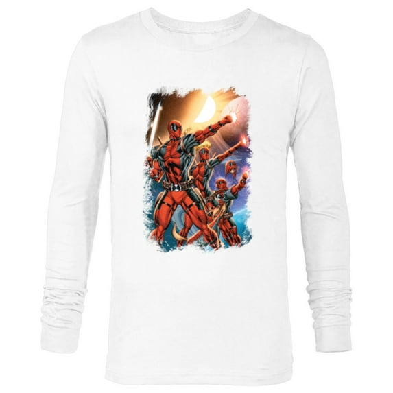 Marvel Deadpool Family Space Squad Distressed Comic Art- Long Sleeve T-Shirt for Men - Customized-White