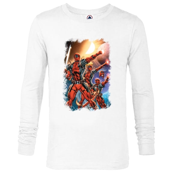 Marvel Deadpool Family Space Squad Distressed Comic Art- Long Sleeve T-Shirt for Men - Customized-White