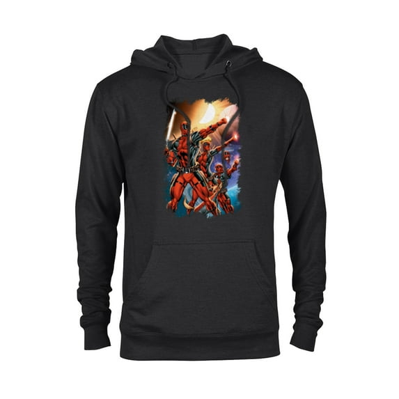 Marvel Deadpool Family Space Squad Distressed Comic Art- Pullover Hoodie for Adults - Customized-Black