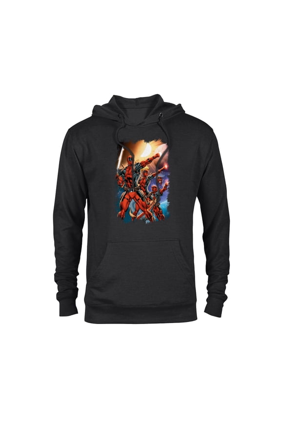 Deadpool Family Space Squad Distressed Comic Art- Pullover Hoodie for Adults - Customized-Black
