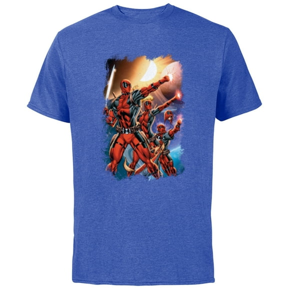 Marvel Deadpool Family Space Squad Distressed Comic Art- Short Sleeve Cotton T-Shirt for Adults - Customized-Royal Heather