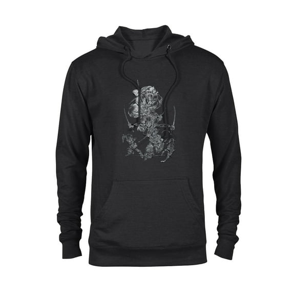 Marvel Deadpool Family Swords Comic Pencil Line Sketch Art- Pullover Hoodie for Adults - Customized-Black