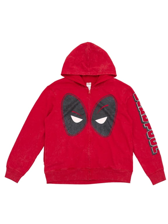 Deadpool Men's Marvel Deadpool and Wolverine Fleece Zip Up Hoodie Mineral Red