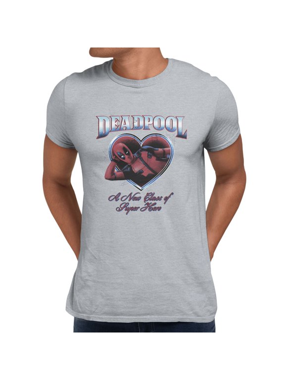 Deadpool Heart A New Kind Of Hero Men's T-Shirt (Sport Grey, S-XXXL)