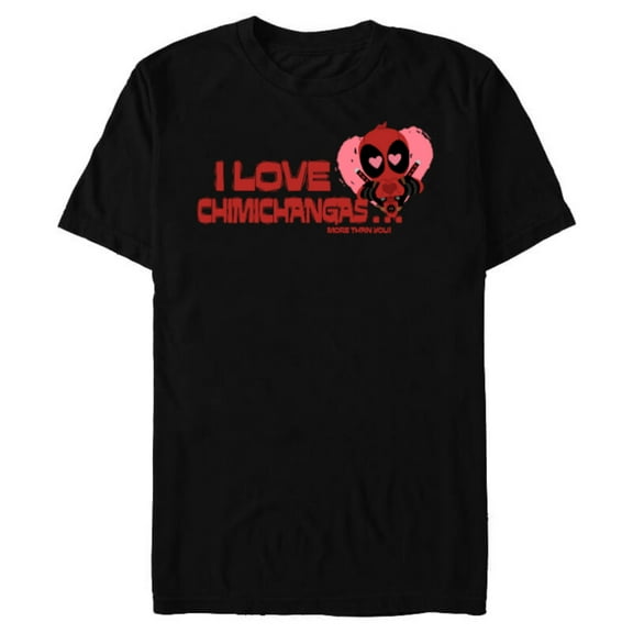 Marvel Deadpool I Love Chimichangas More Than You Valentine - Short Sleeve Blended T-Shirt for Adults - Customized-Black