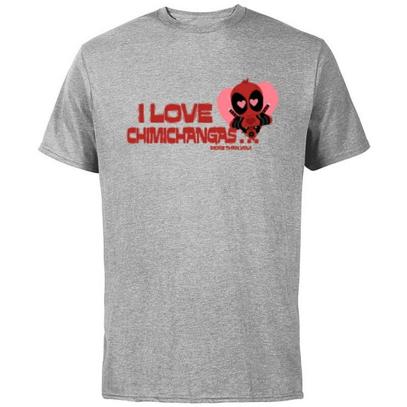 Marvel Deadpool I Love Chimichangas More Than You Valentine - Short Sleeve Cotton T-Shirt for Adults - Customized-Athletic Heather