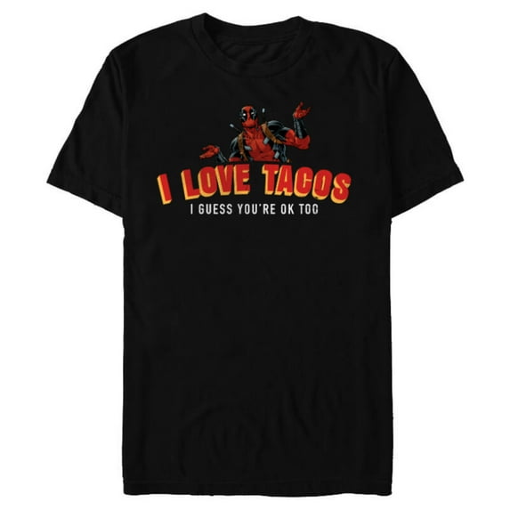 Marvel Deadpool I Love Tacos I Guess You're Ok Too - Short Sleeve Blended T-Shirt for Adults - Customized-Black