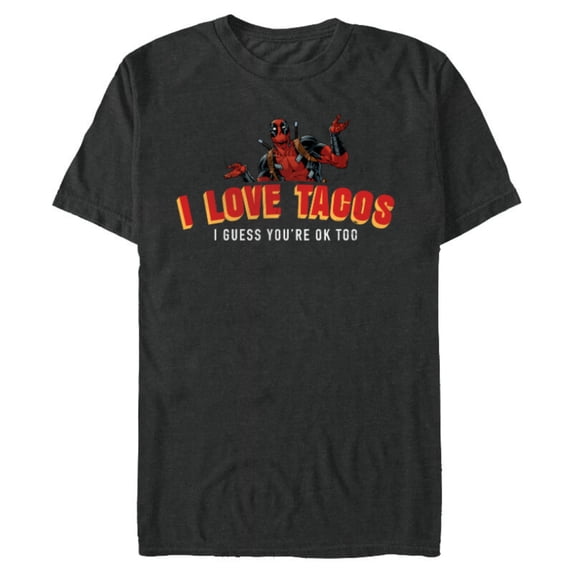 Marvel Deadpool I Love Tacos I Guess You're Ok Too - Short Sleeve Blended T-Shirt for Adults - Customized-Dark Heather