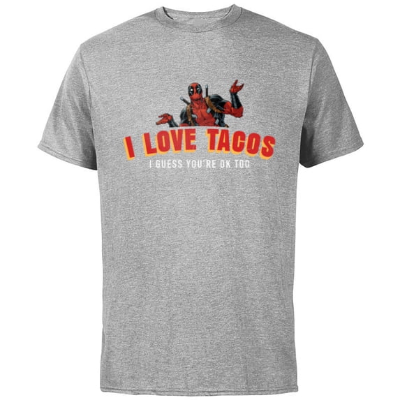 Marvel Deadpool I Love Tacos I Guess You're Ok Too - Short Sleeve Cotton T-Shirt for Adults - Customized-Athletic Heather