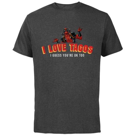 Marvel Deadpool I Love Tacos I Guess You're Ok Too - Short Sleeve Cotton T-Shirt for Adults - Customized-Charcoal