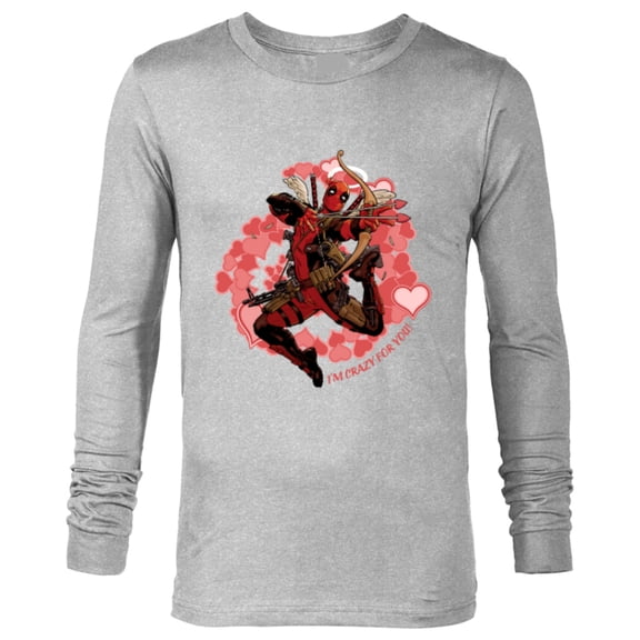 Marvel Deadpool I'm Crazy For You Valentine's Day - Long Sleeve T-Shirt for Men - Customized-Athletic Heather